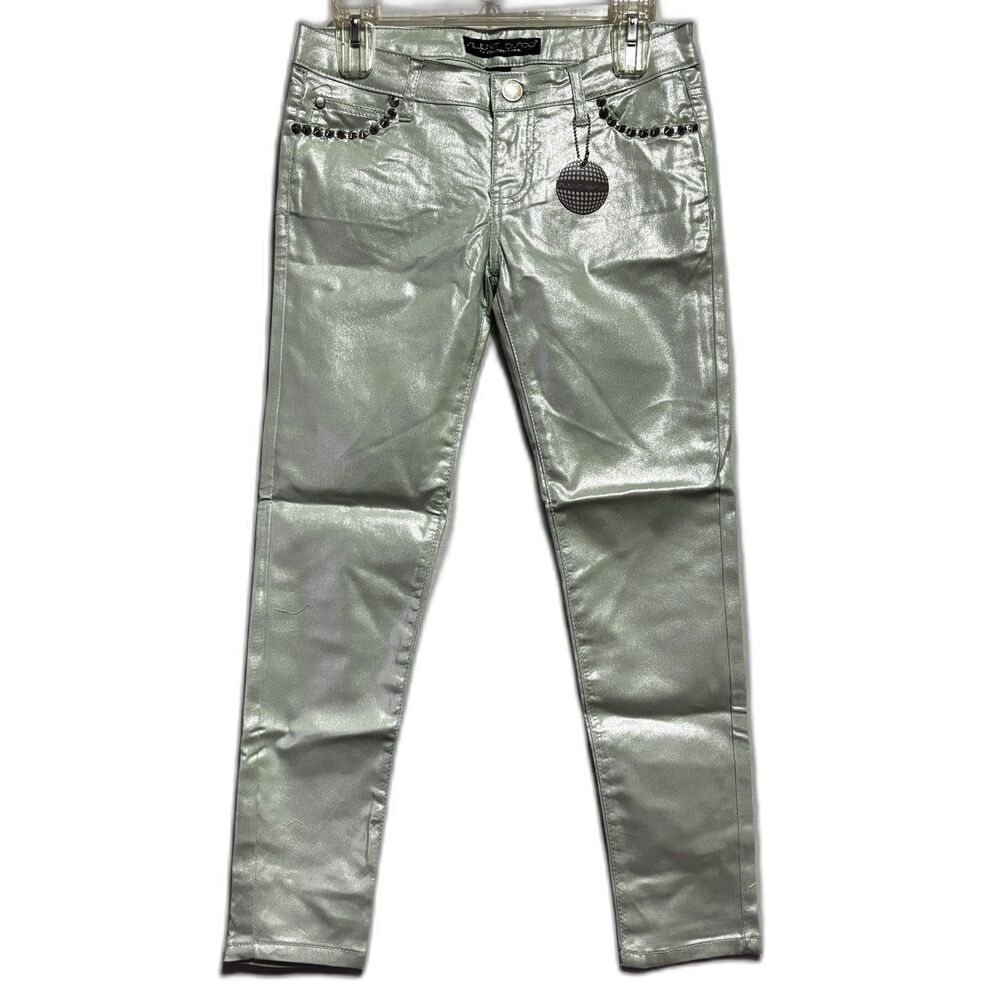 Silent Disco By Celebrity Pink Junior Size 13 Skinny Jean Mint Green Studded NWT